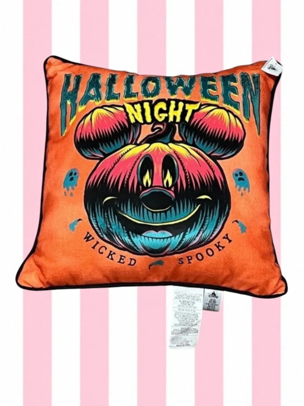 Halloween Night Pumpkin Mickey Pillow - Orange